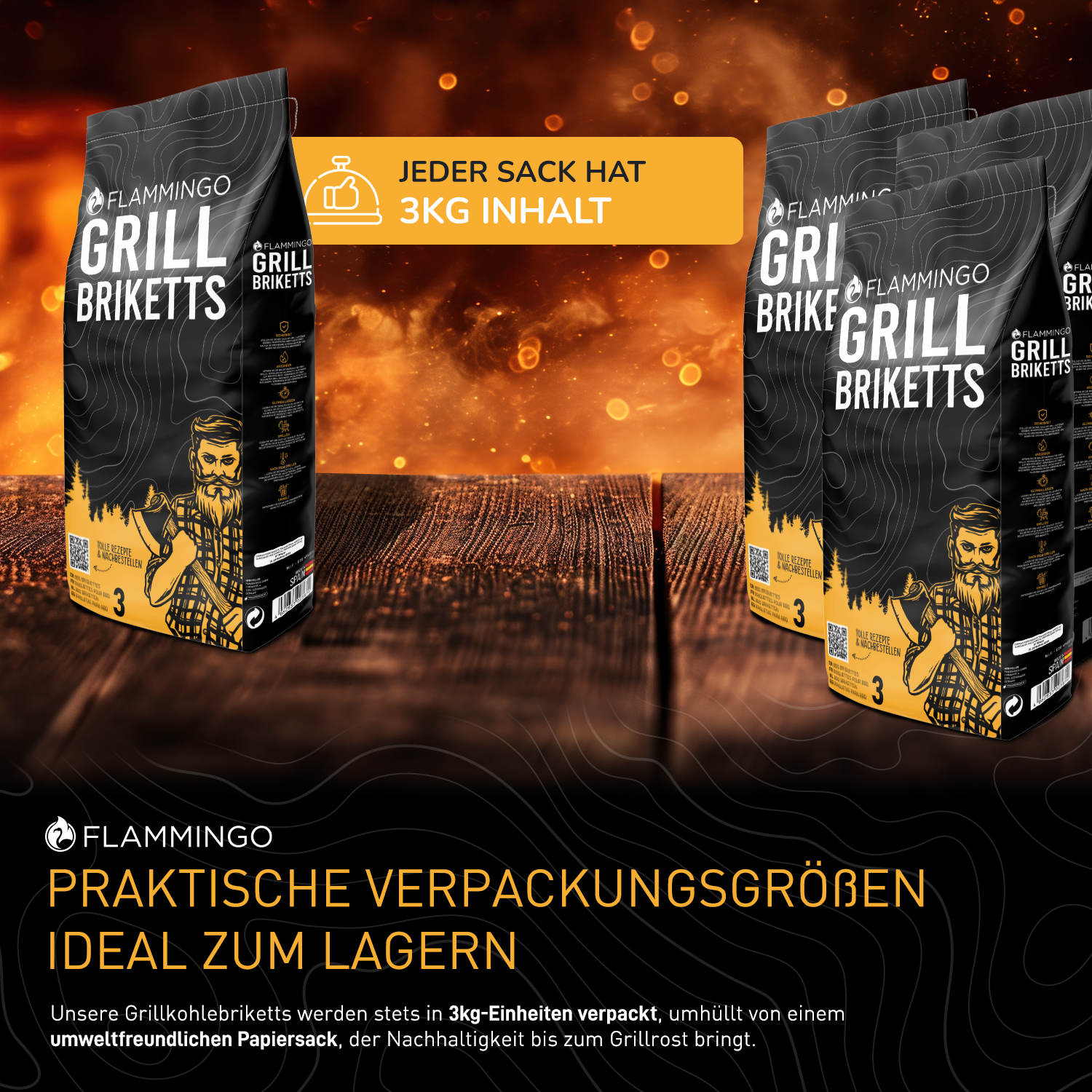 Holzkohlebriketts, 27kg in Papiersack