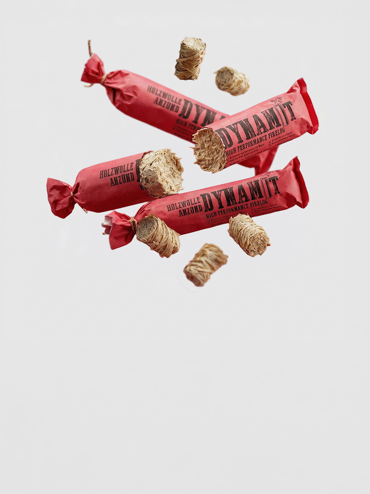 Holzwolle Anzünder in Dynamitoptik XXL, 12 Stück