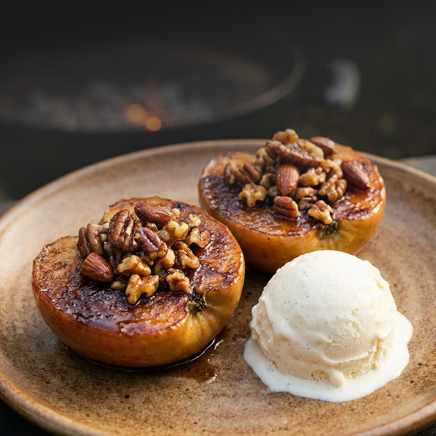 Gegrillte Zimt-Äpfel mit Nusskruste