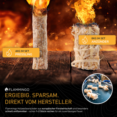 Flammingo® Anzünder Duo Set 12kg | 8kg Holzwolleanzünder + 4kg Anzündsticks