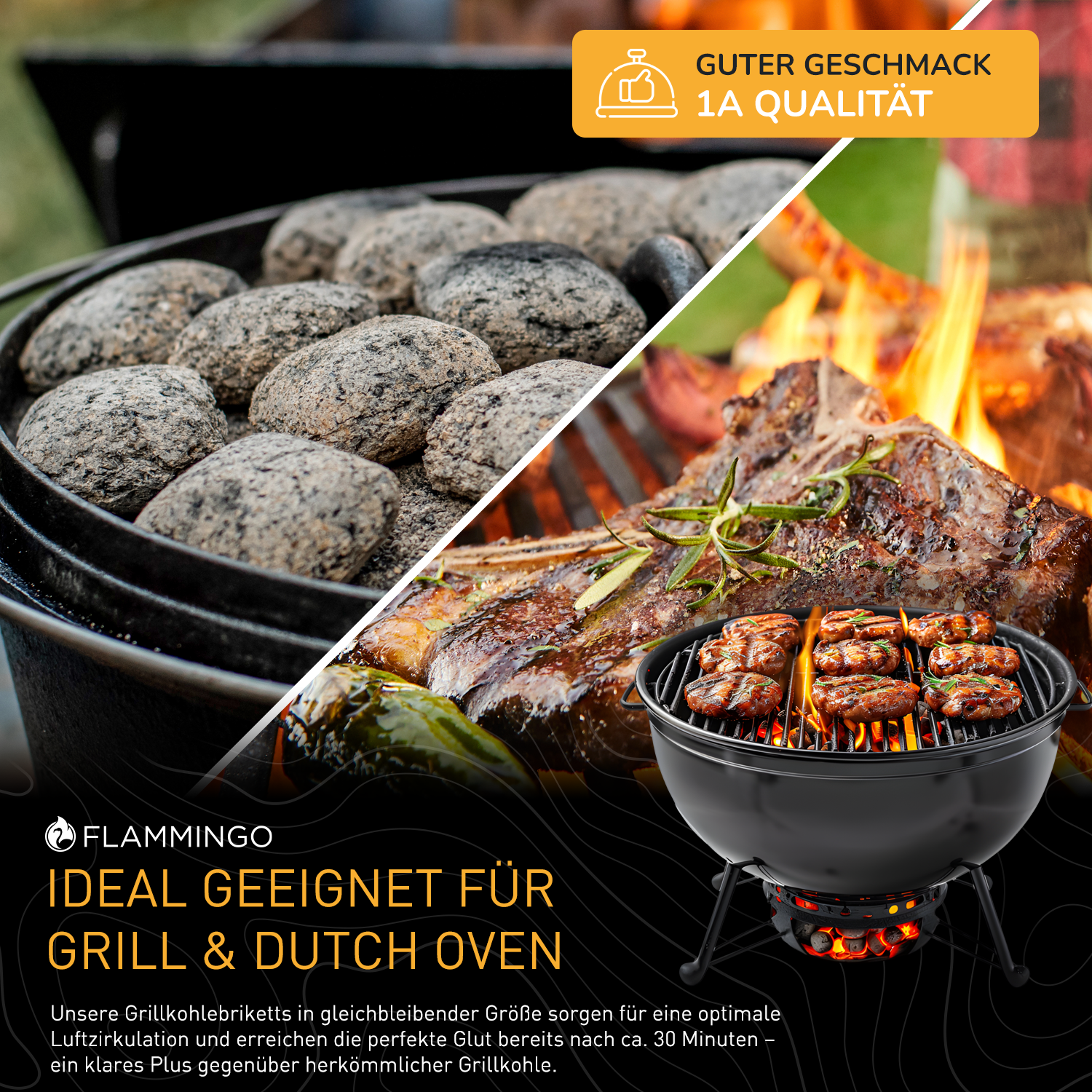 Holzkohlebriketts, 27kg in Papiersack