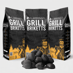 Flammingo® Grillholzkohle Briketts 3-27 kg in Papiersack