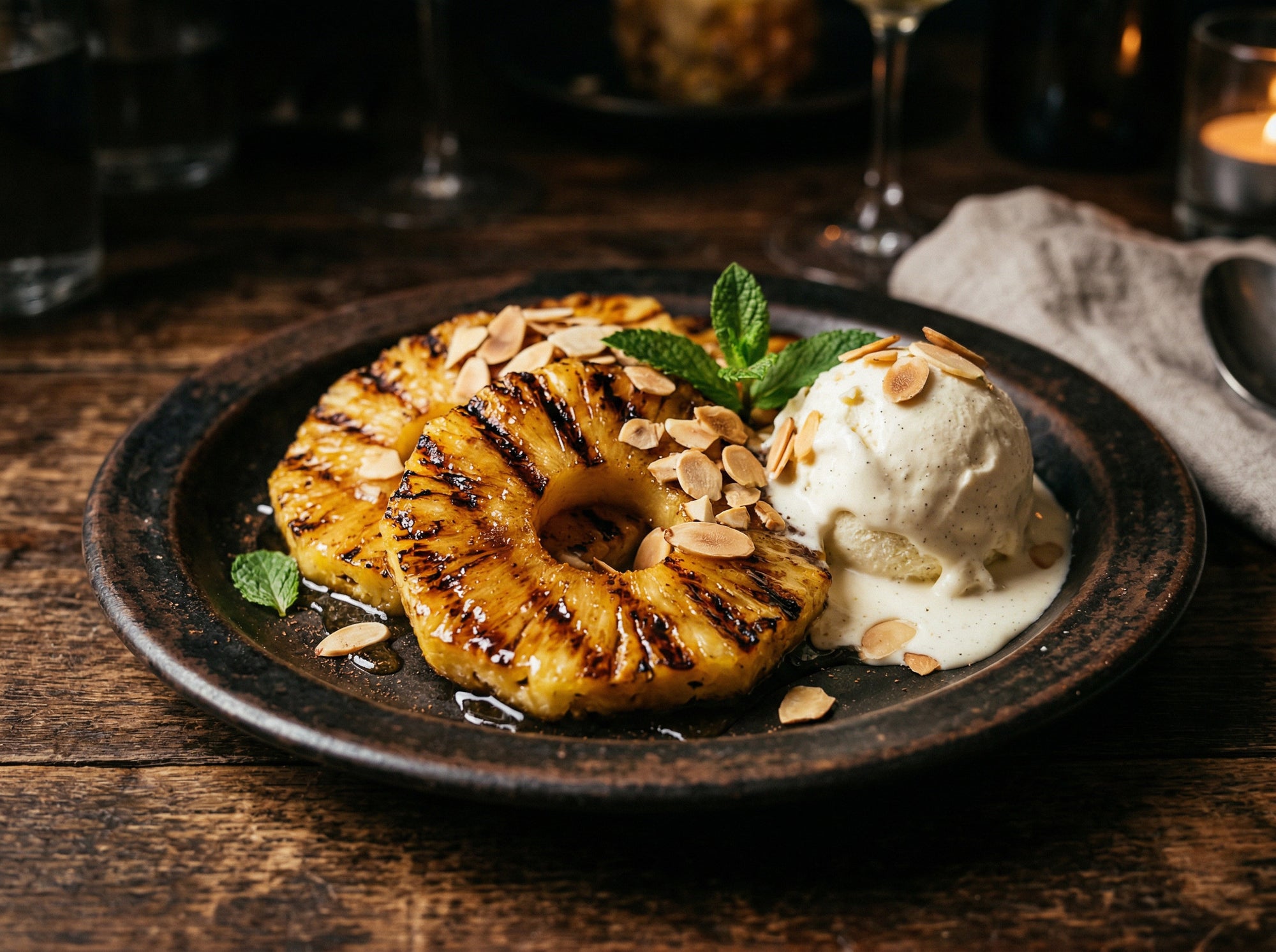 Gegrillte Ananas mit Zimt und Honig