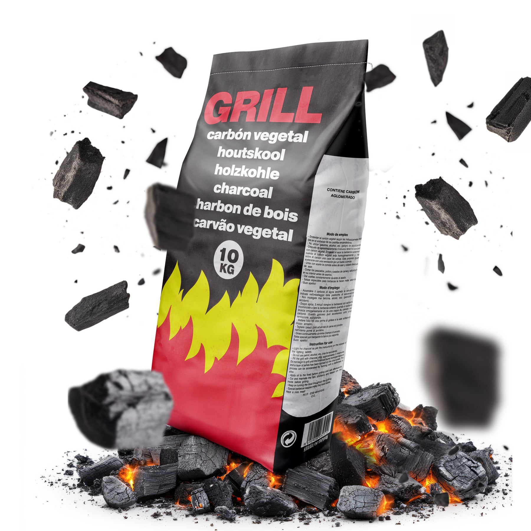 Flammingo® Grillkohle – 100% Natur-Holzkohle aus Hartholz
