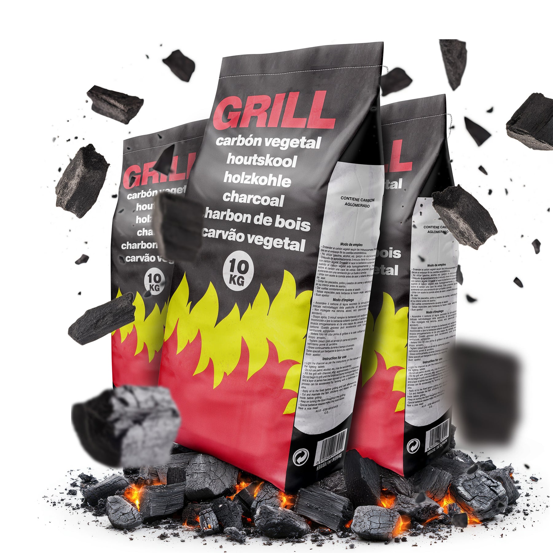 Flammingo® Grillkohle – 100% Natur-Holzkohle aus Hartholz