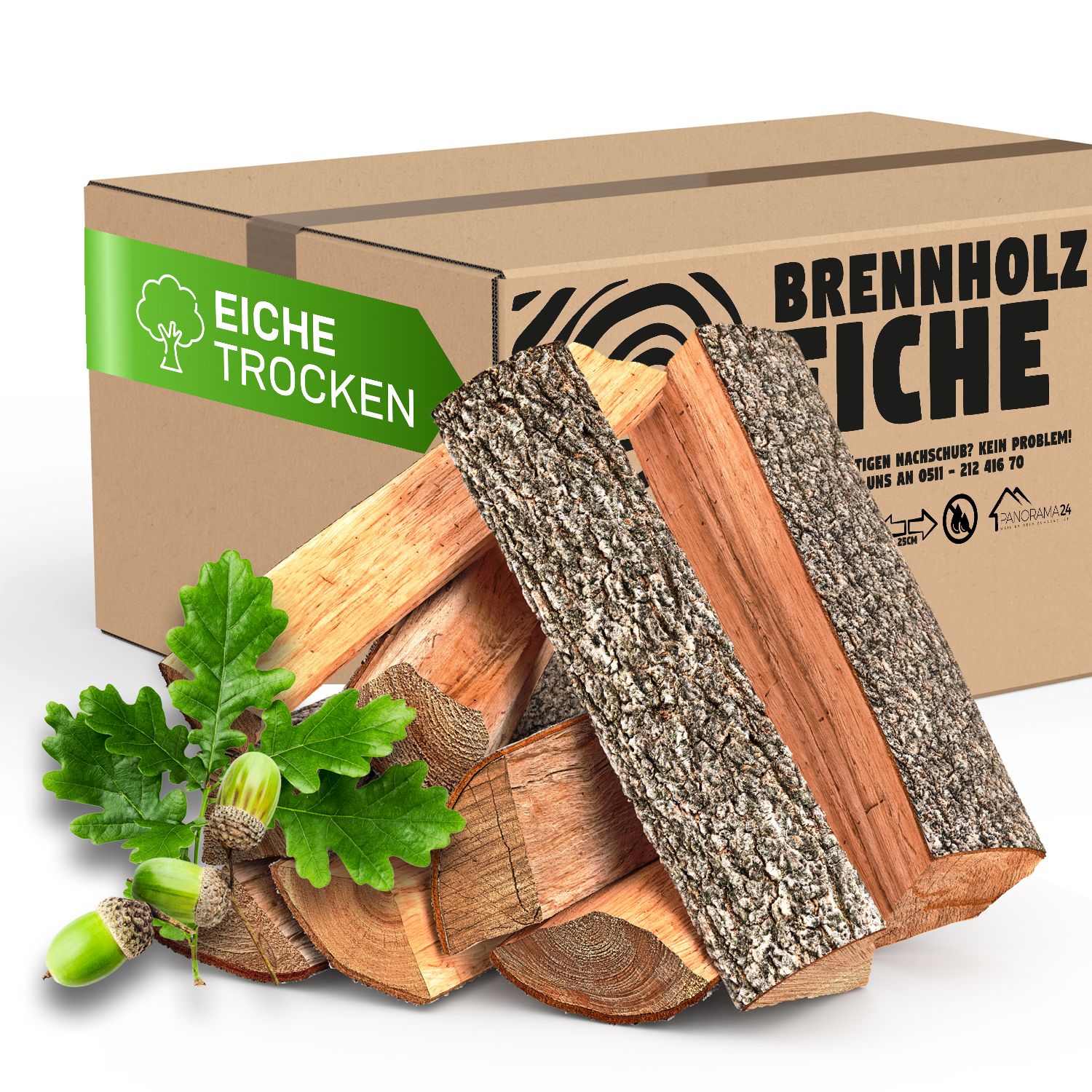 Brennholz Eiche Trocken Im 30 Kg Karton, +-3cm