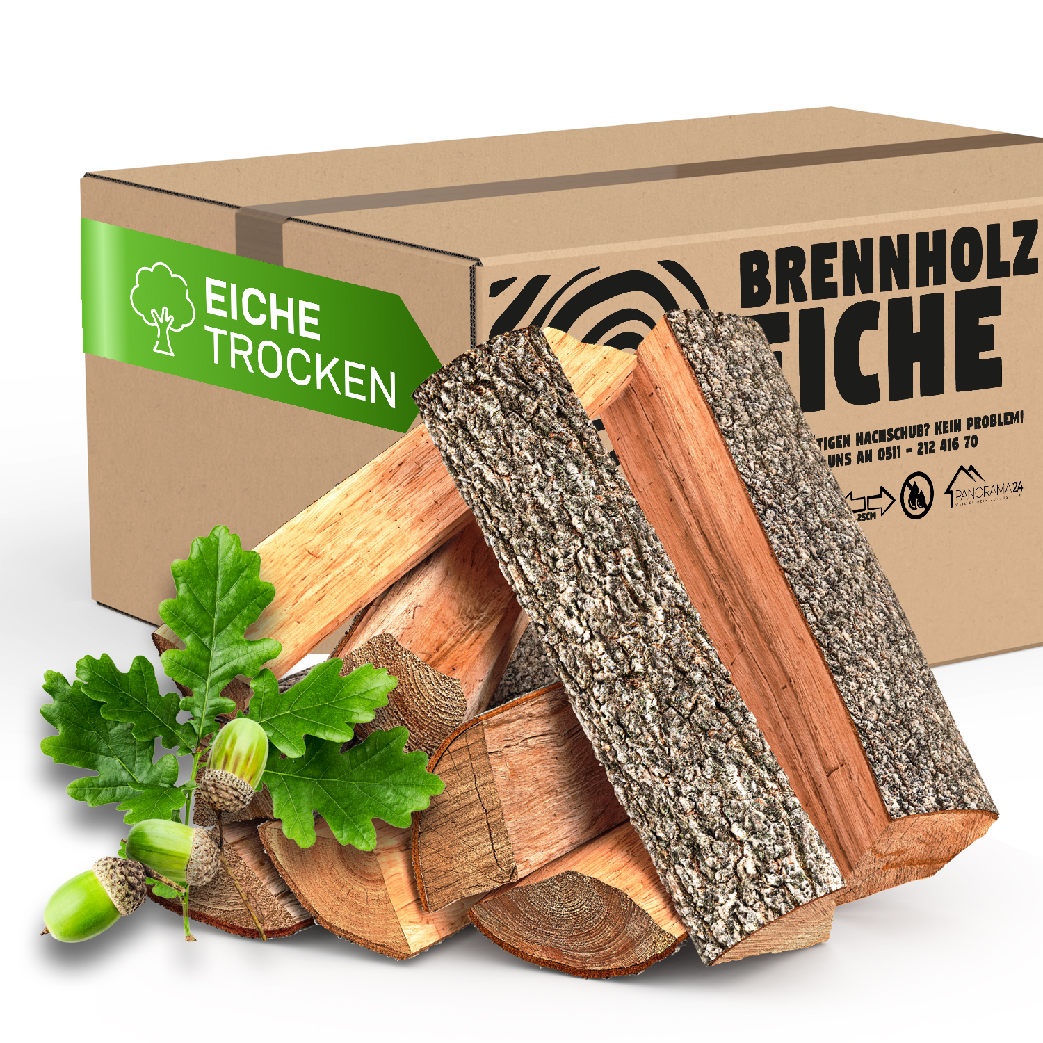 Flammingo® Brennholz Eiche Trocken 30kg Karton, +-3cm
