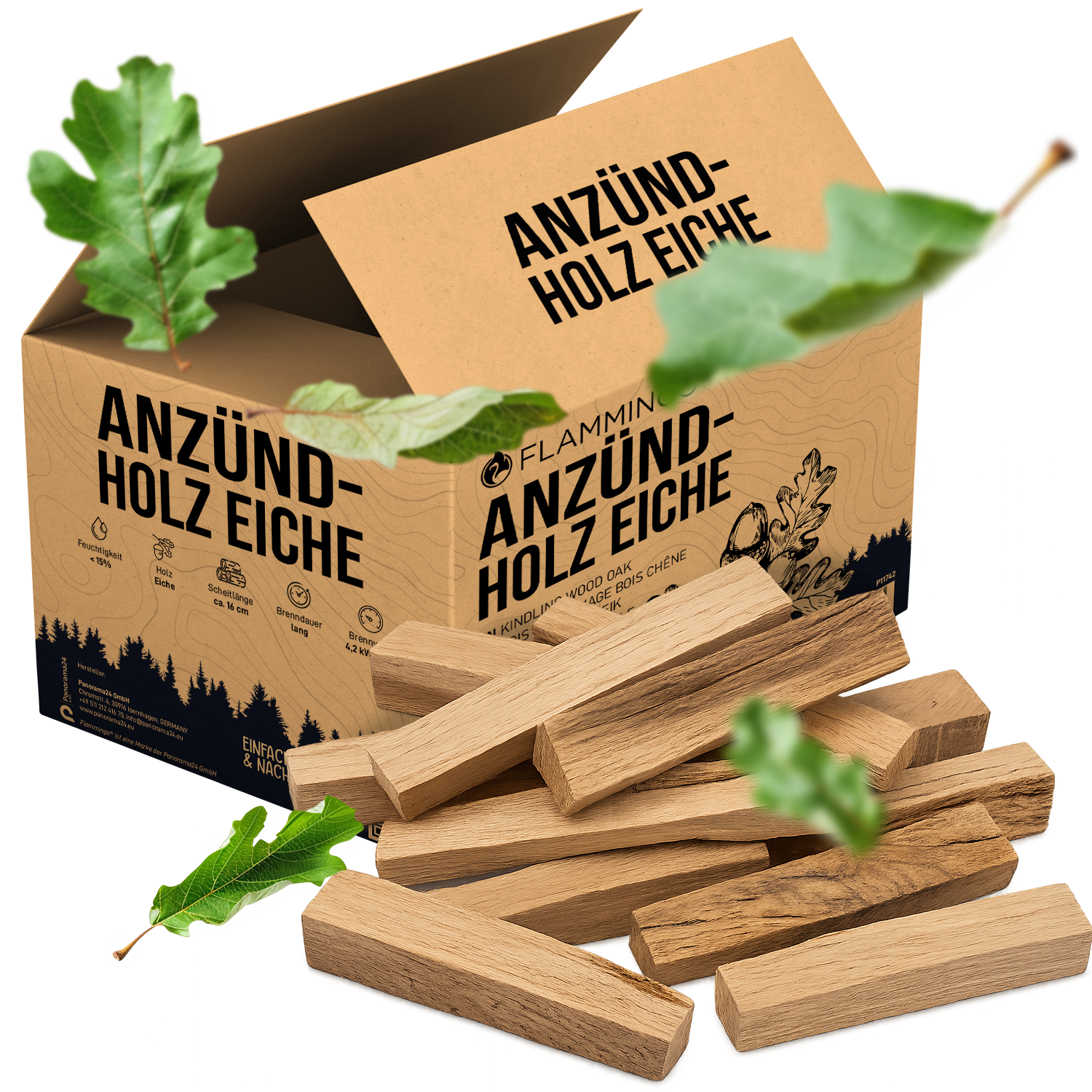 Flammingo® Anzündholz Eiche 16cm, 30kg Karton