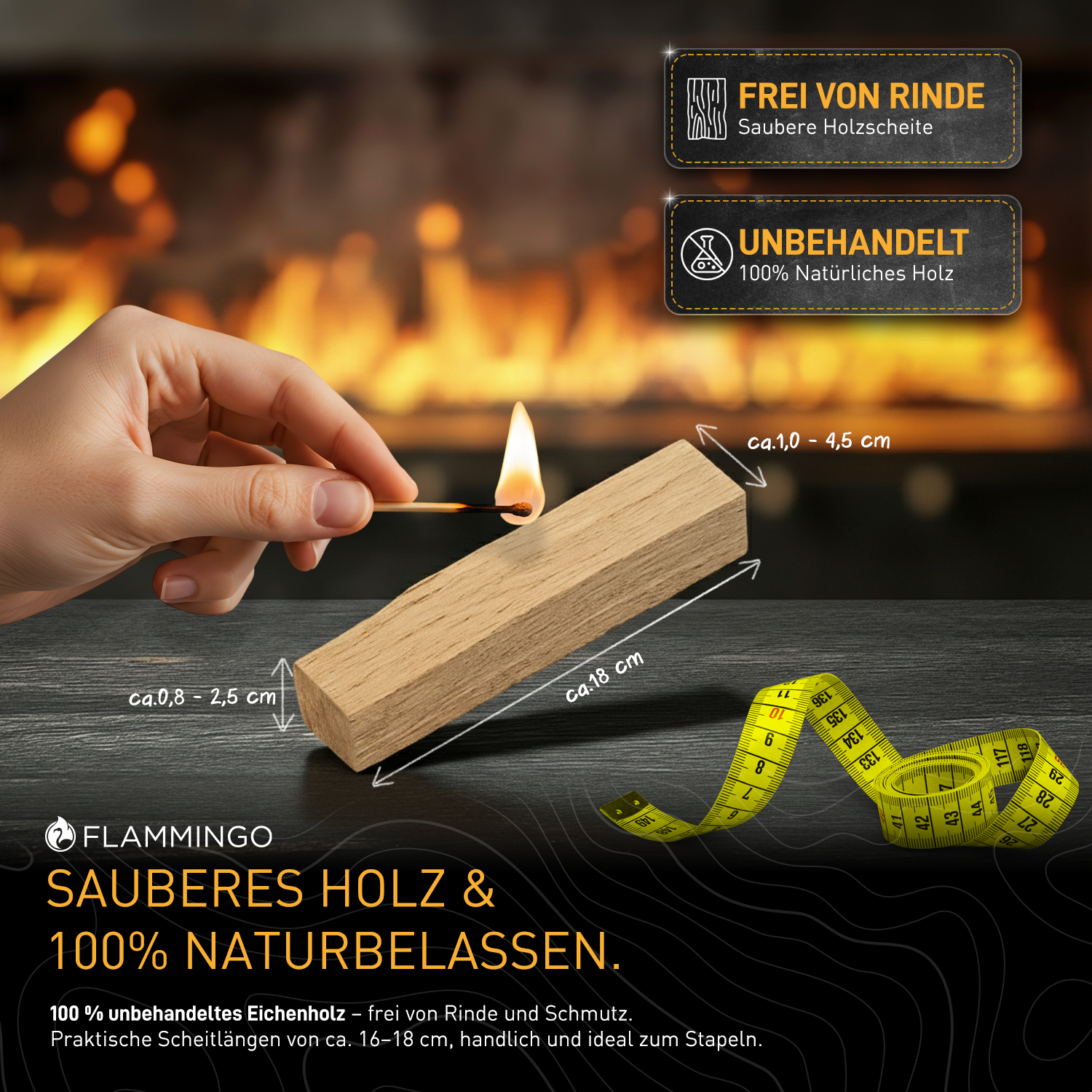 Flammingo® Anzündholz Eiche 16cm, 30kg Karton