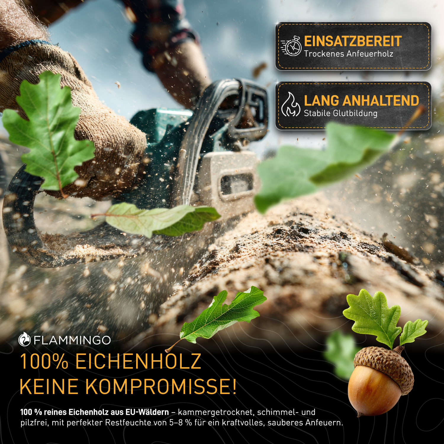 Flammingo® Anzündholz Eiche 16cm, 30kg Karton