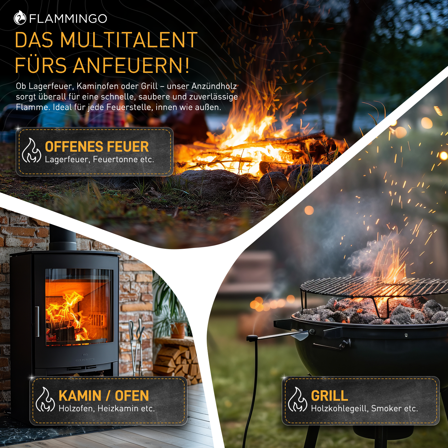 Flammingo® Anzündholz Eiche 16cm, 30kg Karton