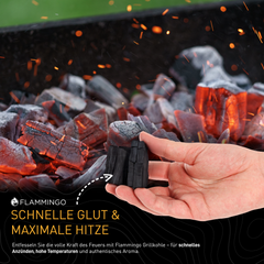 Flammingo® Grillkohle – 100% Natur-Holzkohle aus Hartholz