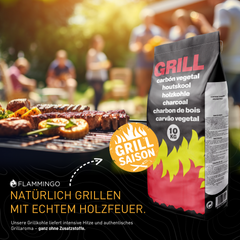 Flammingo® Grillkohle – 100% Natur-Holzkohle aus Hartholz